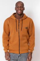 Blusa Masculina Moletom Capuz Polo Wear Marrom Médio