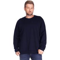 Blusa Masculina Moletom Plus Size Básica Comfort Marinho