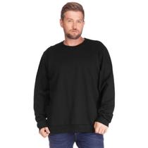 Blusa Masculina Moletom Plus Size Básica Comfort Preta