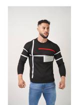 Blusa masculina Suéter gola redonda frente desenhada
