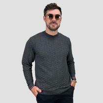 Blusa Masculina Texturizada Tricot Moletom Quentinho Social