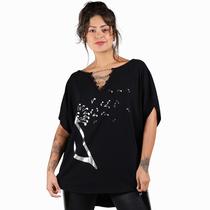 Blusa Max Estampa Prata Nota Musical Moda Feminina Blusa Max Estampa Prata Nota Musical Moda Feminina