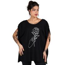 Blusa Maxi Amarração Ombro Estampa Hand Of Rose