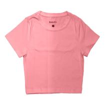 Blusa mc, basic+, em malha algodão com elastano, referencia r009 na cor rosa g