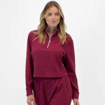 Blusa Meia Loka Texturizada Gola Alta com Zíper Feminina
