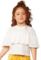 Blusa Meia Malha Babados Branco Infantil BugBee Blusa Meia Malha Babados Branco Infantil BugBee