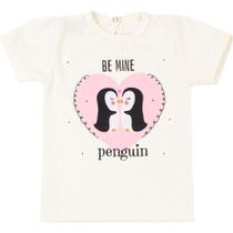 Blusa Meia Malha Infantil Menina Pinguim Verao Tamanhos M e G