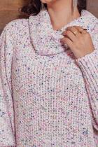 Blusa Melina feminina gola boba tricô inverno cor botonê neom sem costura Blusa Melina feminina gola boba tricô inverno cor botonê neom sem costura