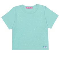 Blusa Menina Cinti em Algodão Aplique de Strass cor Verde Blusa Menina Cinti em Algodão Aplique de Strass cor Verde