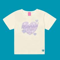 Blusa Menina Cinti em Cotton Estampa c/ Bordado "Mermaid" Off White Blusa Menina Cinti em Cotton Estampa c/ Bordado "Mermaid" Off White
