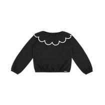 Blusa Menina Cropped Gola Bordada Em Algodão - Carinhoso -