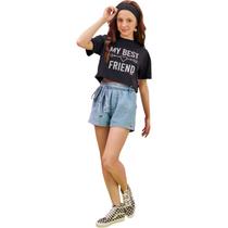 Blusa Menina Cropped Malha Friend Presente Dway 15346