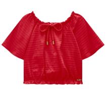 Blusa Menina em Malha Wave Boxy na cor Vermelha - Kukiê