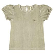 Blusa Menina Glinny em Malha Glint Metalizada - Dourado