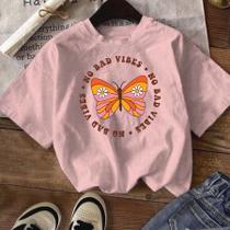 Blusa Menina Infantil Juvenil Verão Oversized 4 ao 16 anos Bad Vibes