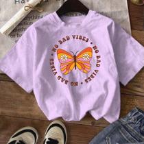 Blusa Menina Infantil Juvenil Verão Oversized 4 ao 16 anos Bad Vibes