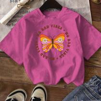 Blusa Menina Infantil Juvenil Verão Oversized 4 ao 16 anos Bad Vibes
