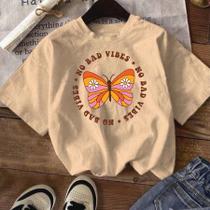Blusa Menina Infantil Juvenil Verão Oversized 4 ao 16 anos Bad Vibes
