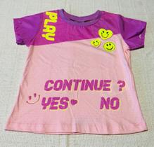Blusa Menina Infantil Manga Curta Com Detalhes De Tecido Angerô