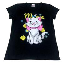 Blusa Menina Infantil Manga Curta Gata Marie Blusa Menina Infantil Manga Curta Gata Marie