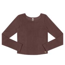 Blusa Menina Juvenil Mod.me Punho Summer na cor Marrom Pinha Tamanho:18 Blusa Menina Juvenil Mod.me Punho Summer na cor Marrom Pinha Tamanho:18