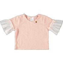 Blusa Menina KiKi Xodó em Jacquard e Tule na cor Rosa