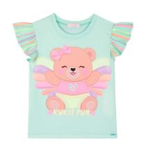 Blusa Menina Kukiê Meia Malha Estampa Ursinho Verde Menta Blusa Menina Kukiê Meia Malha Estampa Ursinho Verde Menta