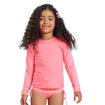 Blusa Menina Kukiê Praia e Piscina com Proteção UV50+ Rosa Neon