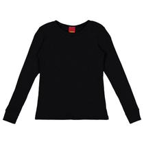 Blusa Menina Kyly em Ribana Canelada na cor Preta