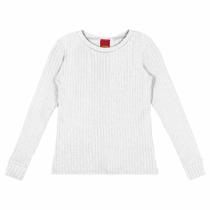 Blusa Menina Kyly em Ribana Com Elastano na cor Branca Blusa Menina Kyly em Ribana Com Elastano na cor Branca