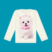Blusa Menina Malha Modelli Cachorrinho Rosa Suave - Alakazoo Blusa Menina Malha Modelli Cachorrinho Rosa Suave - Alakazoo
