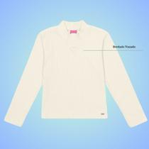 Blusa Menina Manga Longa em Ribana Off White - Cinti