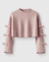 Blusa Menina Manga Longa Laços Malha Texturizada Carinhoso Cor:RosaTamanho:4