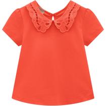 Blusa Menina Milon em Cotton com Gola cor Laranja