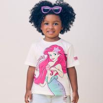 Blusa Menina Momi Algodão Estampa Lúdica Princesa Ariel Branca