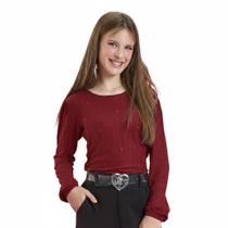 Blusa Meninas Longa Canelada Tifany com Elastano e Brilho Bordô Rubi Gloove Tamanho:12 anos Blusa Meninas Longa Canelada Tifany com Elastano e Brilho Bordô Rubi Gloove Tamanho:12 anos