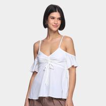 Blusa Mercatto Open Shoulder Amarração Lisa Feminina