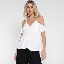 Blusa Mercatto Open Shoulder Amarração Lisa Feminina