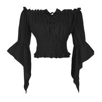 Blusa Mingyuezai Renaissance Peasant Off Shoulder 2GG feminina