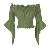 Blusa Mingyuezai Renaissance Peasant Off Shoulder Feminina