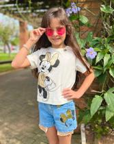 Blusa minnie e margarida amigas dourado animê