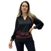 Blusa Miravest Gola V Manga Longa Feminina