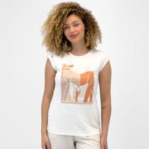 Blusa Miravest Manga Curta com Estampa e Strass Feminina Blusa Miravest Manga Curta com Estampa e Strass Feminina