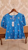 Blusa Misto Bordado Azul