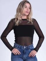 Blusa ML Tule Revanche Bl.Fem.00210 Blusa ML Tule Revanche Bl.Fem.00210