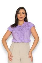 Blusa Moda Evangélica Manga Curta Renda Social SKU:B104