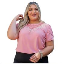 Blusa moda evangélica plus size kit c/3 com pedraria barata