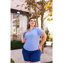 Blusa modal Gola Polo Plus Size Moda Tendência Lançamento Tam G