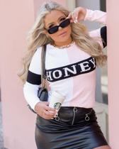 Blusa Modal Rosa Com branco Tamanho M