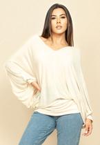 Blusa Moicana Malha Morcego Areia